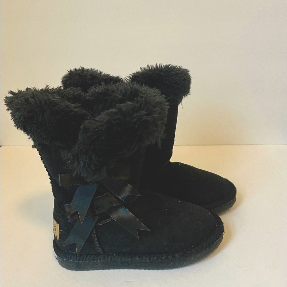 Black Suede Side Bow Boots